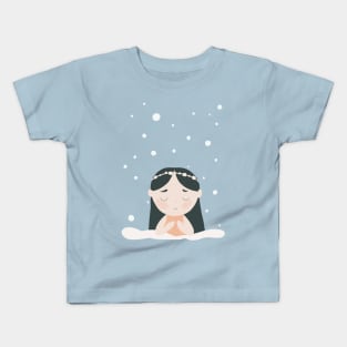 Dreamy black haired girl Kids T-Shirt